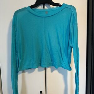 Free People Aqua Long Sleeve Tee